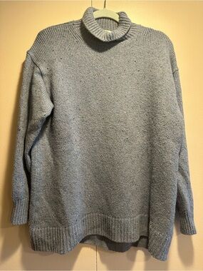 Uniqlo Speckled Light Blue Oversized Turtleneck Sweater